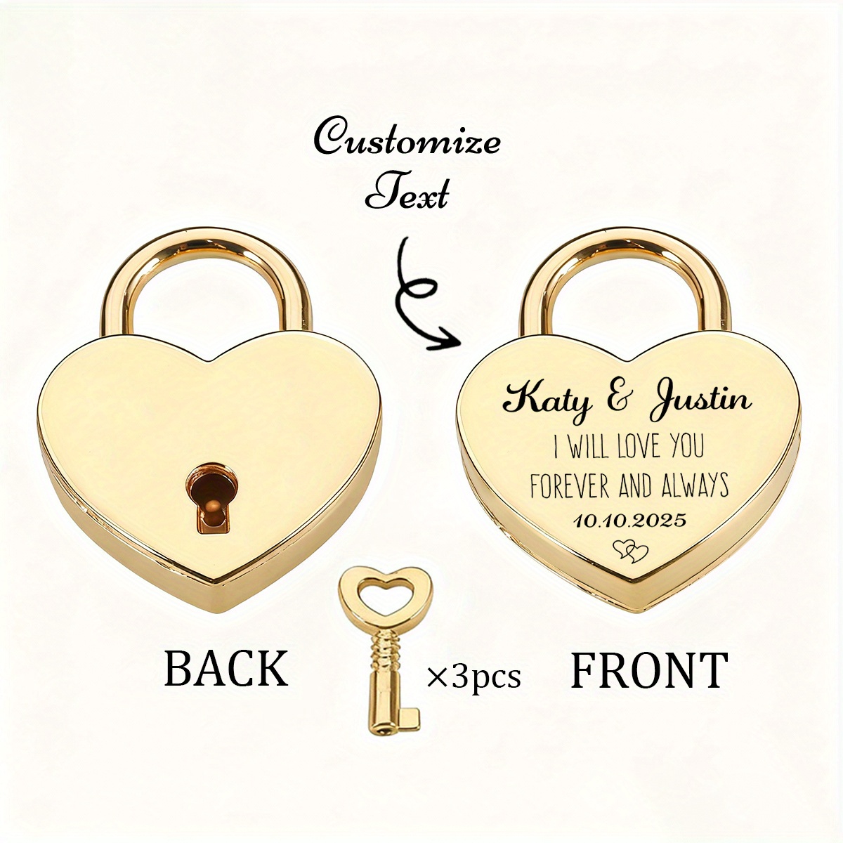 Personalized Heart Shaped Lock with Heart Key